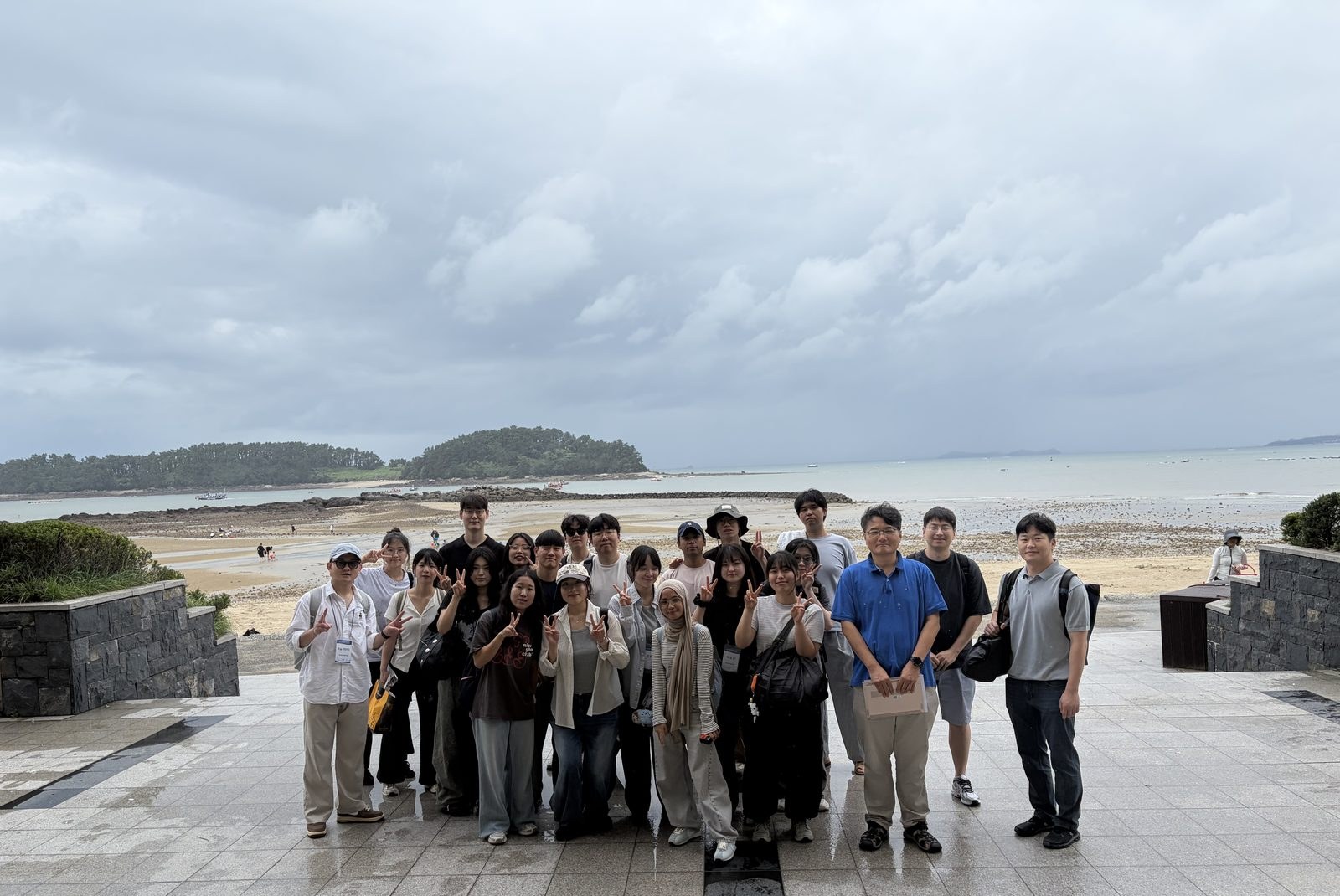 Lab members on the seaside terrace during the workshop in Boryeong